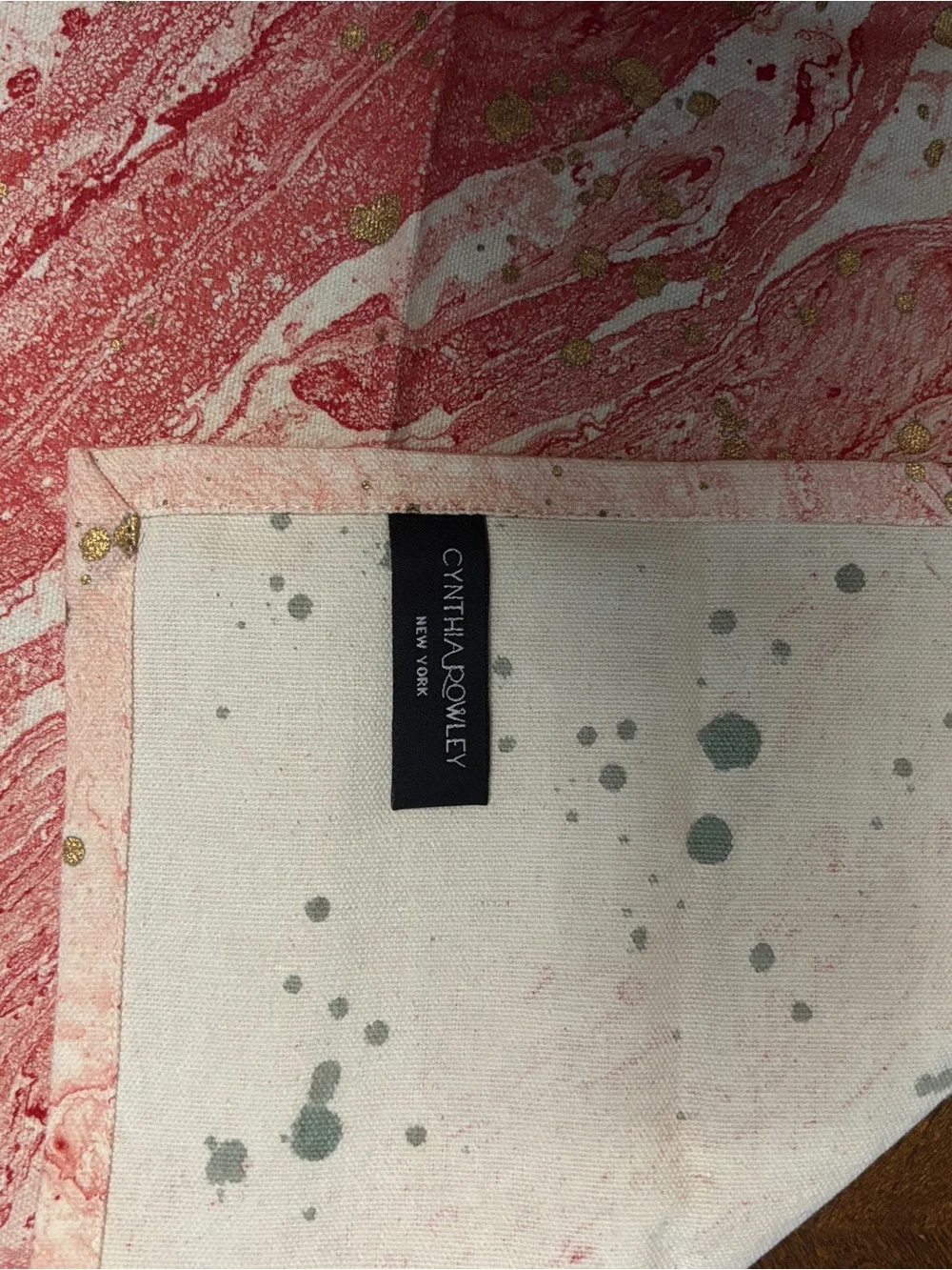 Cynthia Rowley Pink Marble-Print Napkins with Gold Accents